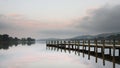 Wooden Jetty at lake Coniston, Cumbria Royalty Free Stock Photo