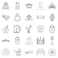 Conjugal icons set, outline style Royalty Free Stock Photo