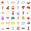 Conjugal life icons set, cartoon style Royalty Free Stock Photo