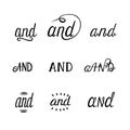 Conjunction AND hand lettering. For posters, placards, greeting cards, postcards