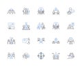 Conjunction line icons collection. And, But, Or, Yet, So, Although, Despite vector and linear illustration. Whereas,Thus