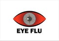 Conjunctivitis virus affected red eye,eye flu infection vector illustration on white background Royalty Free Stock Photo