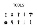 Conjunto de iconos en blanco y negro de herramientas