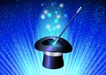 Conjurer hat with magic wand