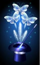Conjurer hat with magic wand and butterflies