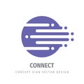Connect business logo design. Abstract graphic sign. Digital electronic software symbol. Progress technology icon. Database