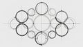 Connect the circles, forming additional geometric shapes and points of inters Royalty Free Stock Photo