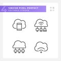 Connect devices to cloud based servers pixel perfect linear icons set Royalty Free Stock Photo