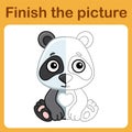 Connect the dot and complete the picture. Simple coloring panda. Drawing game for children Royalty Free Stock Photo
