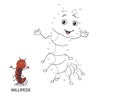 Connect dot to dot game. numbers game. draw a line. vector illustration of cute millipede cartoon. educational games for kids