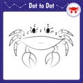 Connect the dots. Activity for kids. Educational game for preschool children. Vector illustration. Crab Royalty Free Stock Photo