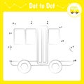 Connect the dots. Bus. School. Dot to dot game. Coloring book for preschool kids activity worksheet Royalty Free Stock Photo