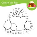 Easter cake and eggs. Connect the dots by numbers. Educational game for children and kids