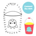 Connect the dots. Dot to dot by numbers activity for kids and toddlers. Children educational game. Beach bucket