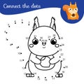 Connect the dots. Dot to dot by numbers activity for kids and toddlers. Children educational game. Cartoon squirrel