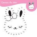 Connect the dots. Dot to dot by numbers activity for kids and toddlers. Children educational game. Draw cute bunny face