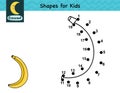 Connect the dots and draw a banana. Dot to dot number game for kids