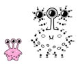 Connect the dots and draw a cute alien character. Join the numbers activity page with funny monster Royalty Free Stock Photo