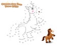 Connect The Dots and Draw Cute Cartoon Horse. Educational Game f Royalty Free Stock Photo