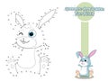 Connect The Dots and Draw Cute Cartoon Rabbit. Educational Game for Kids. Animal Cartoon Style. Vector Illustration