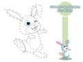 Connect The Dots and Draw Cute Cartoon Rabbit. Educational Game for Kids. Animal Cartoon Style. Vector Illustration