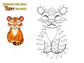 Connect the dots and draw cute cartoon Tiger. Crafts and worksheets for kid. Vector Illustration Royalty Free Stock Photo