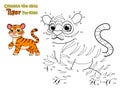 Connect the dots and draw cute cartoon Tiger. Crafts and worksheets for kid. Vector Illustration Royalty Free Stock Photo