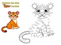 Connect the dots and draw cute cartoon Tiger. Crafts and worksheets for kid. Vector Illustration Royalty Free Stock Photo