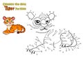 Connect the dots and draw cute cartoon Tiger. Crafts and worksheets for kid. Vector Illustration Royalty Free Stock Photo