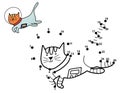 Connect the dots and draw a cute cat astronaut. Space dot to dot game Royalty Free Stock Photo