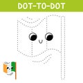 Connect the dots and draw cute irish flag. St. Patrick's Day coloring book. Printable worksheet with solution for