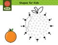 Connect the dots and draw an orange. Dot to dot number game for kids Royalty Free Stock Photo