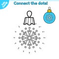 Connect the dots and draw Xmas decoration ball Royalty Free Stock Photo