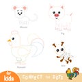 Connect the dots, education game for children. Farm animals set Royalty Free Stock Photo