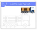 Connect the dots, educational game for children, cartoon logging truck Royalty Free Stock Photo