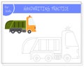 Connect the dots, educational game for kids, cartoon garbage truck Royalty Free Stock Photo