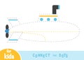 Connect the dots, game for children, Submarine