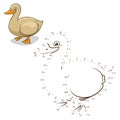 Connect the dots game duck vector illustration