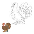 Connect the dots game: farm bird (turkey)