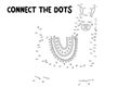 Connect the dots game. lama printable worksheet for kids. Can be used as children coloring book.