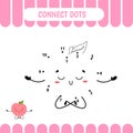 Connect dots game for preschool kids. Peach