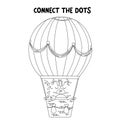 Connect the dots game. Tiger on aerostat printable worksheet for kids. Can be used as children coloring book. Royalty Free Stock Photo