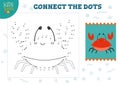 Connect the dots kids game vector illustration. Preschool children drawing activity Royalty Free Stock Photo