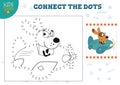 Connect the dots kids game vector illustration. Preschool children education activity Royalty Free Stock Photo