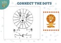 Connect the dots kids game vector illustration. Preschool children educational activity Royalty Free Stock Photo