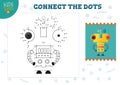 Connect the dots kids mini game vector illustration. Preschool children education activity