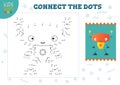 Connect the dots kids mini game vector illustration. Preschool children education activity