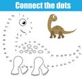 Connect the dots by numbers children educational game. Printable worksheet activity. Animals theme, dinosaur