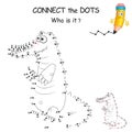 Connect the dots by numbers to draw the animal. Dot to dot Education Game and Coloring Page with cartoon cute Crocodile character