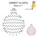 Connect the dots by numbers to draw the Christmas Ball. Dot to dot Education Game and Coloring Page with cartoon New Year Ball. Royalty Free Stock Photo